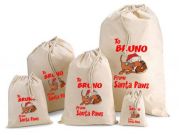 PERSONALISED WITH YOUR DOGS NAME SANTA SACK - SANTA PAWS DESIGN